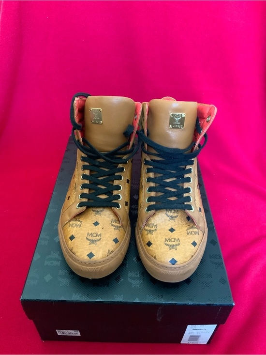 MCM Shoes - MCM Worldwide Women’s Cognac High Top Brown Black Lace Up Sneakers Size